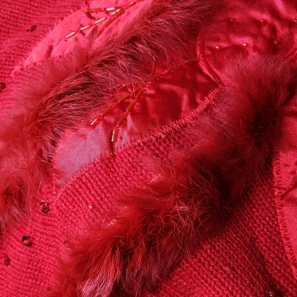 Night Fashion Vintage Red 80s Cocktail Sweater, Women's Large - Picture 4 of 13